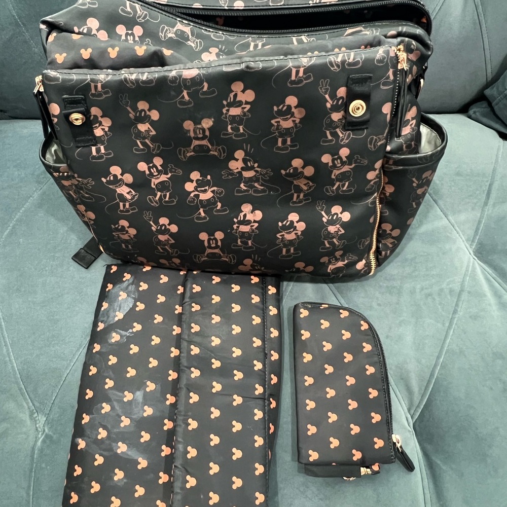 Petunia Pickle Bottom Black with Rose Gold Mickey Print Diaper Bag - Picture 10 of 11